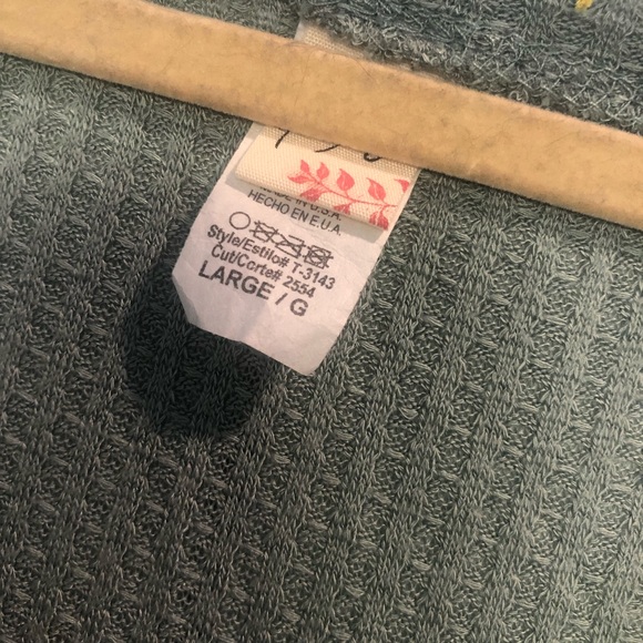 7th Ray - Teal Waffle Shirt 3/4 Sleeve - Picture 3 of 6